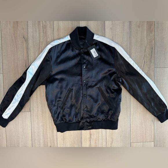 The Kooples Bomber jackets men’s fancy teddy M medium black NWT fall MSRP$450 - Picture 10 of 10